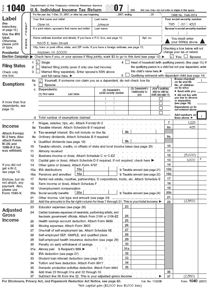 Form 1040, page 1